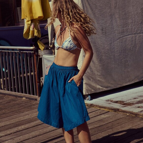 NWT Free People Free-est Lucca Culotte Shorts in Deep Blue Sea - Picture 3 of 4
